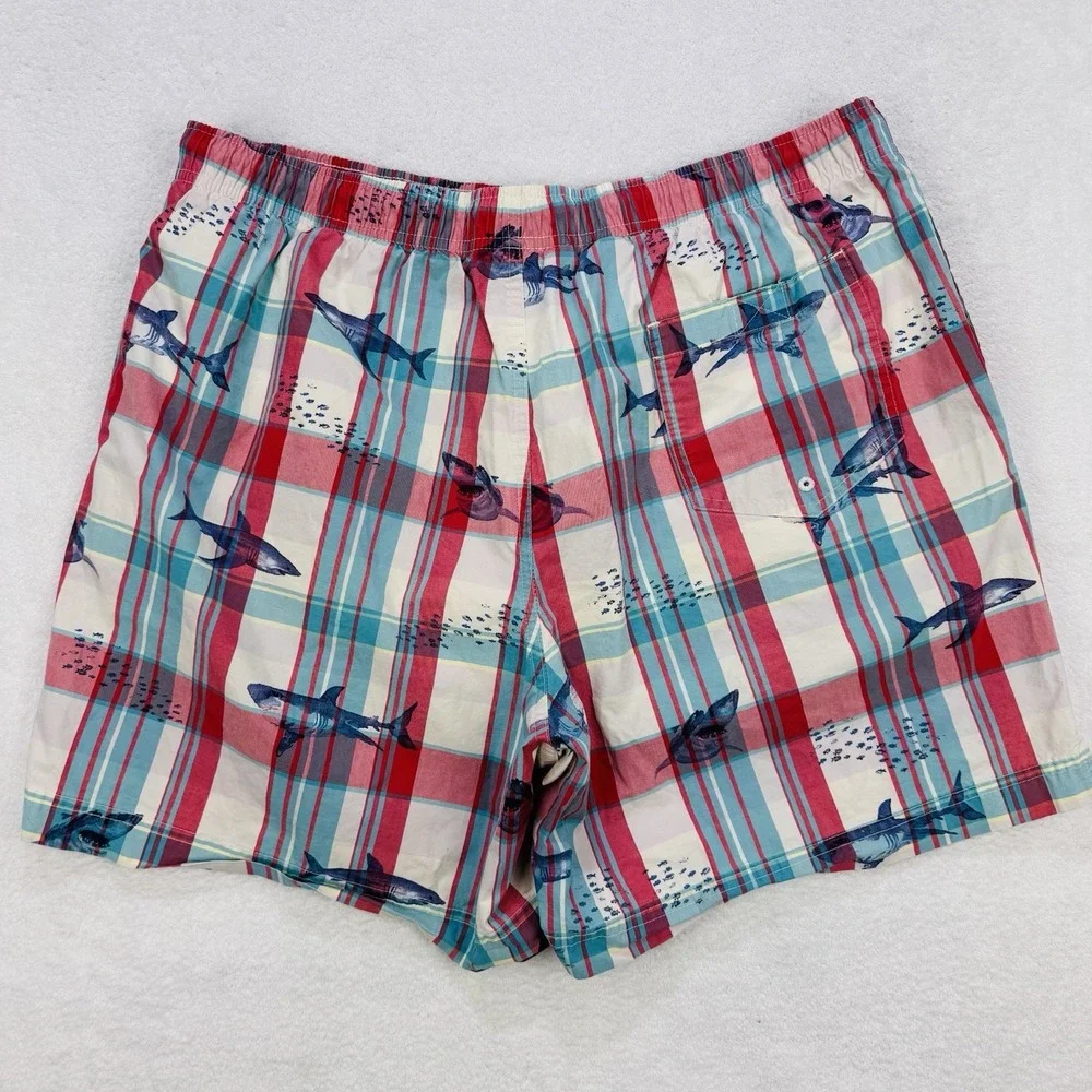 Ralph Lauren Polo Sport Swim Shorts Plaid RWB Sharks Trunks Suit XL Fish VTG Y2K